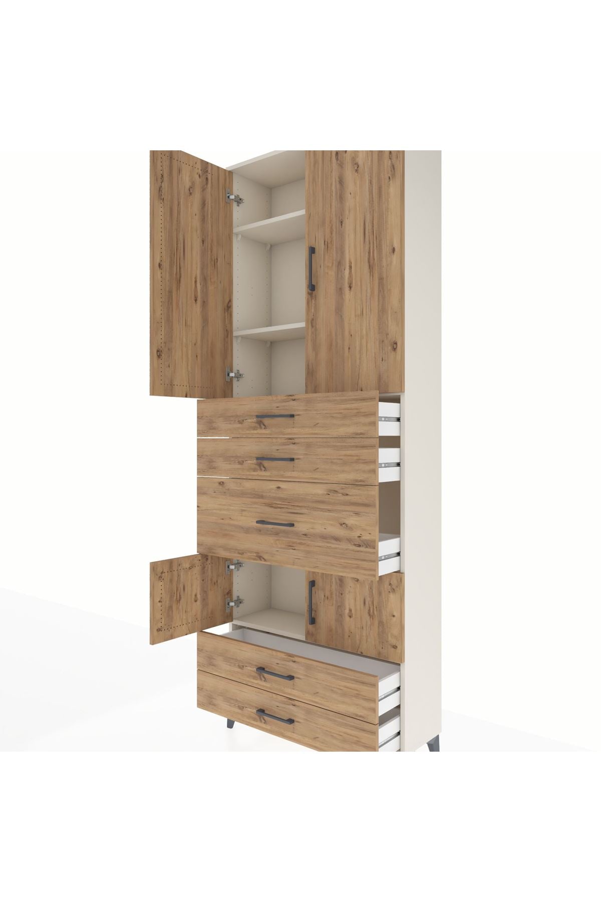 Arges Dolap 4 Raflı 5 Çekmeceli 4 Kapaklı 88x30x243 - S33M101V3A