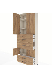 Arges Dolap 4 Raflı 5 Çekmeceli 4 Kapaklı 88x30x243 - S33M101V3A
