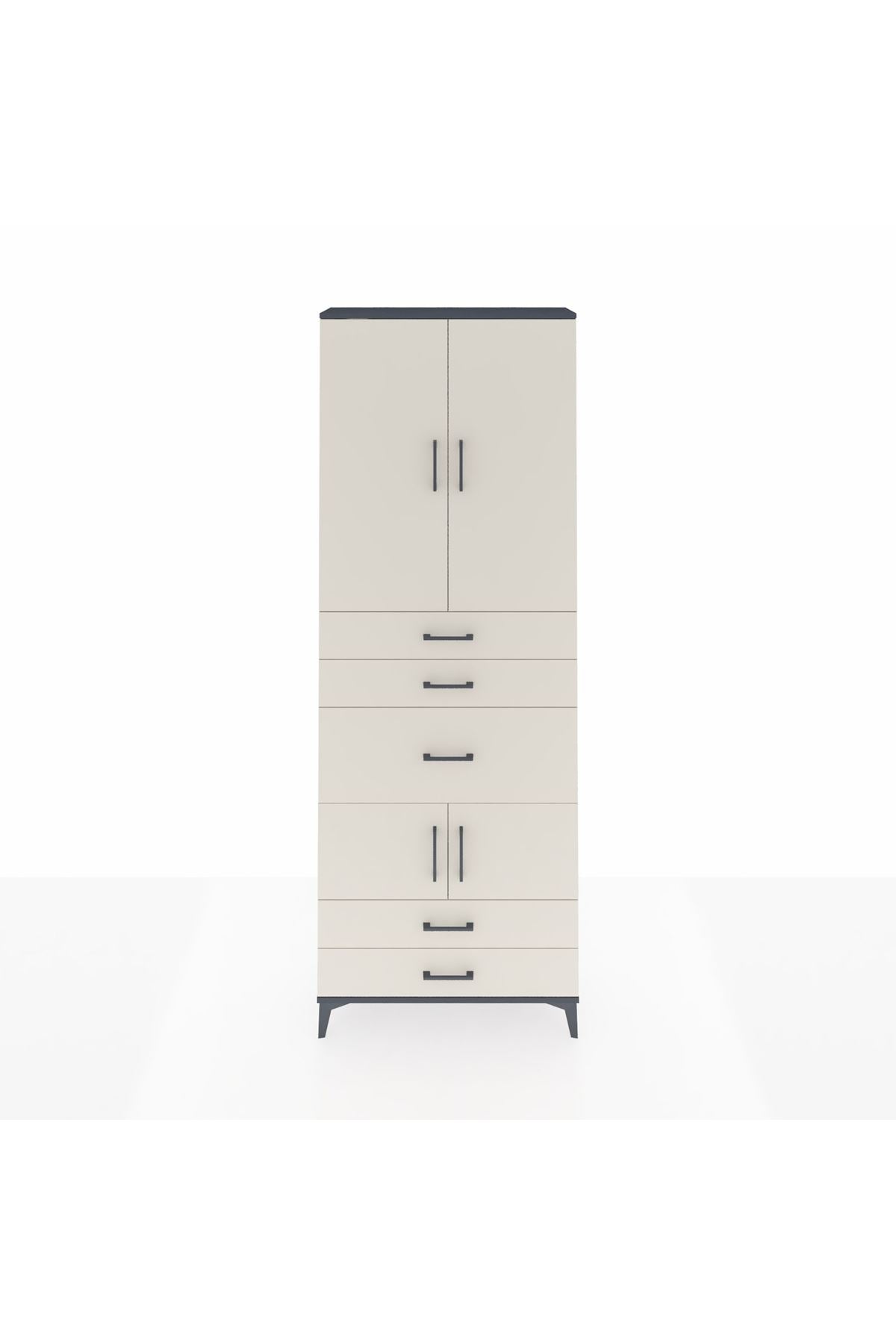 Arges Dolap 4 Raflı 5 Çekmeceli 4 Kapaklı 88x30x243 - S33M101V4A
