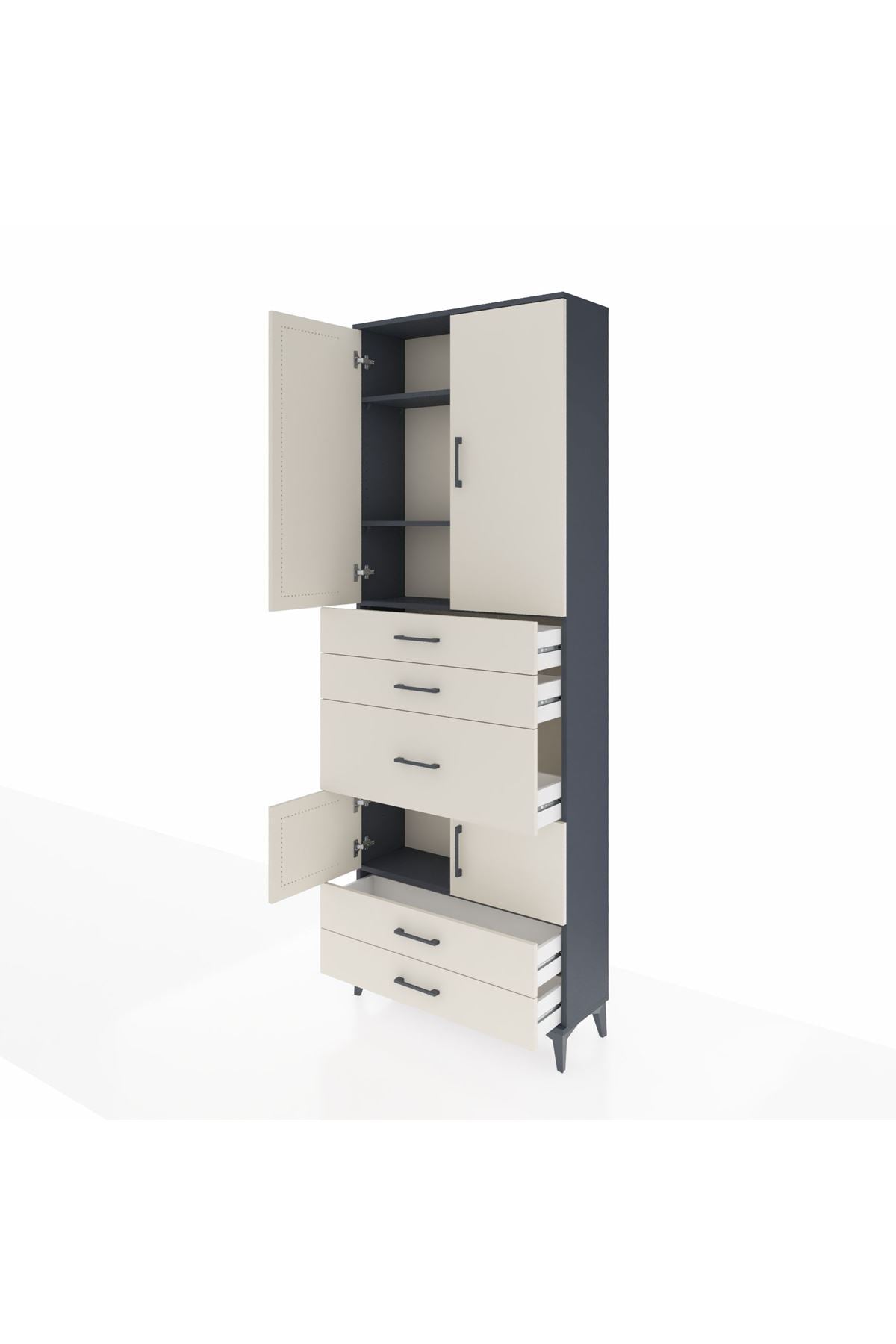 Arges Dolap 4 Raflı 5 Çekmeceli 4 Kapaklı 88x30x243 - S33M101V4A