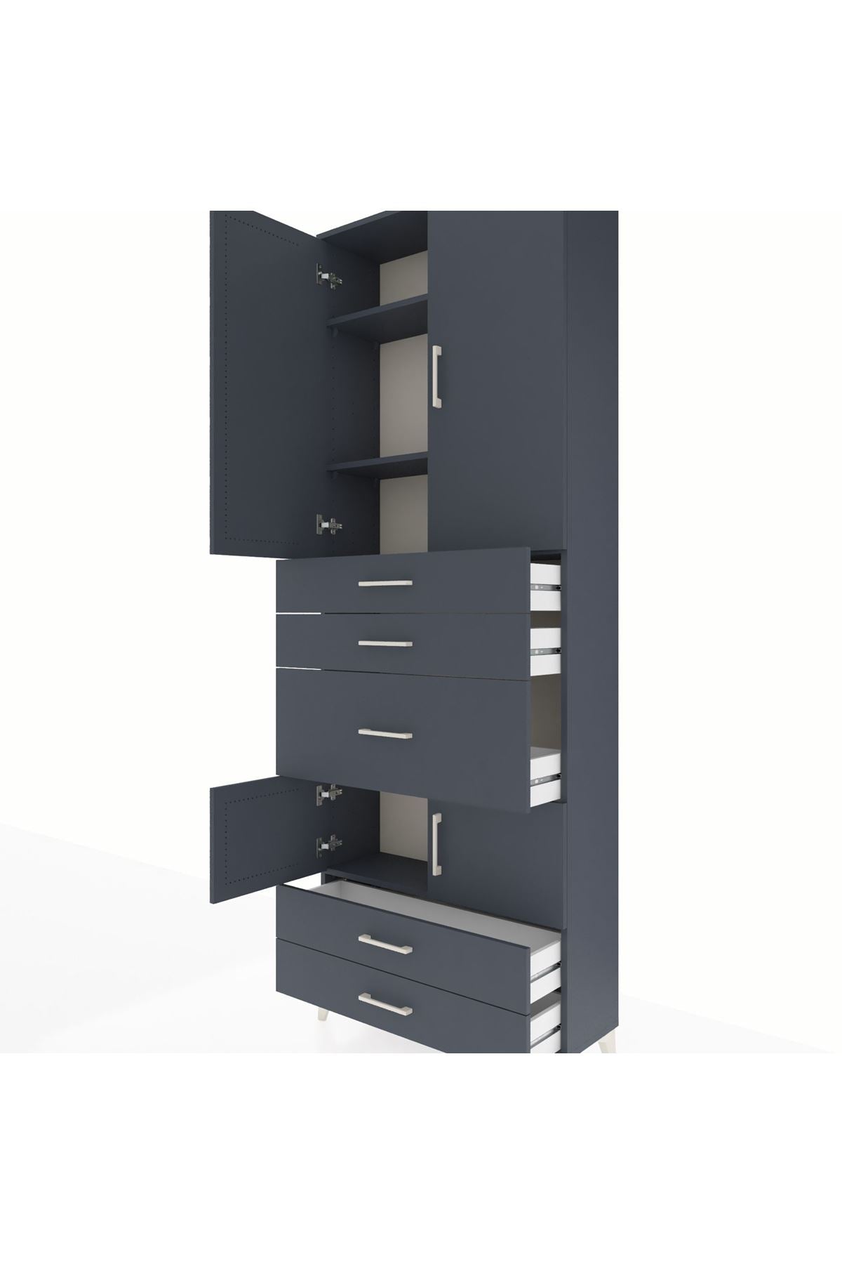 Arges Dolap 4 Raflı 5 Çekmeceli 4 Kapaklı 88x30x243 - S33M101V5A