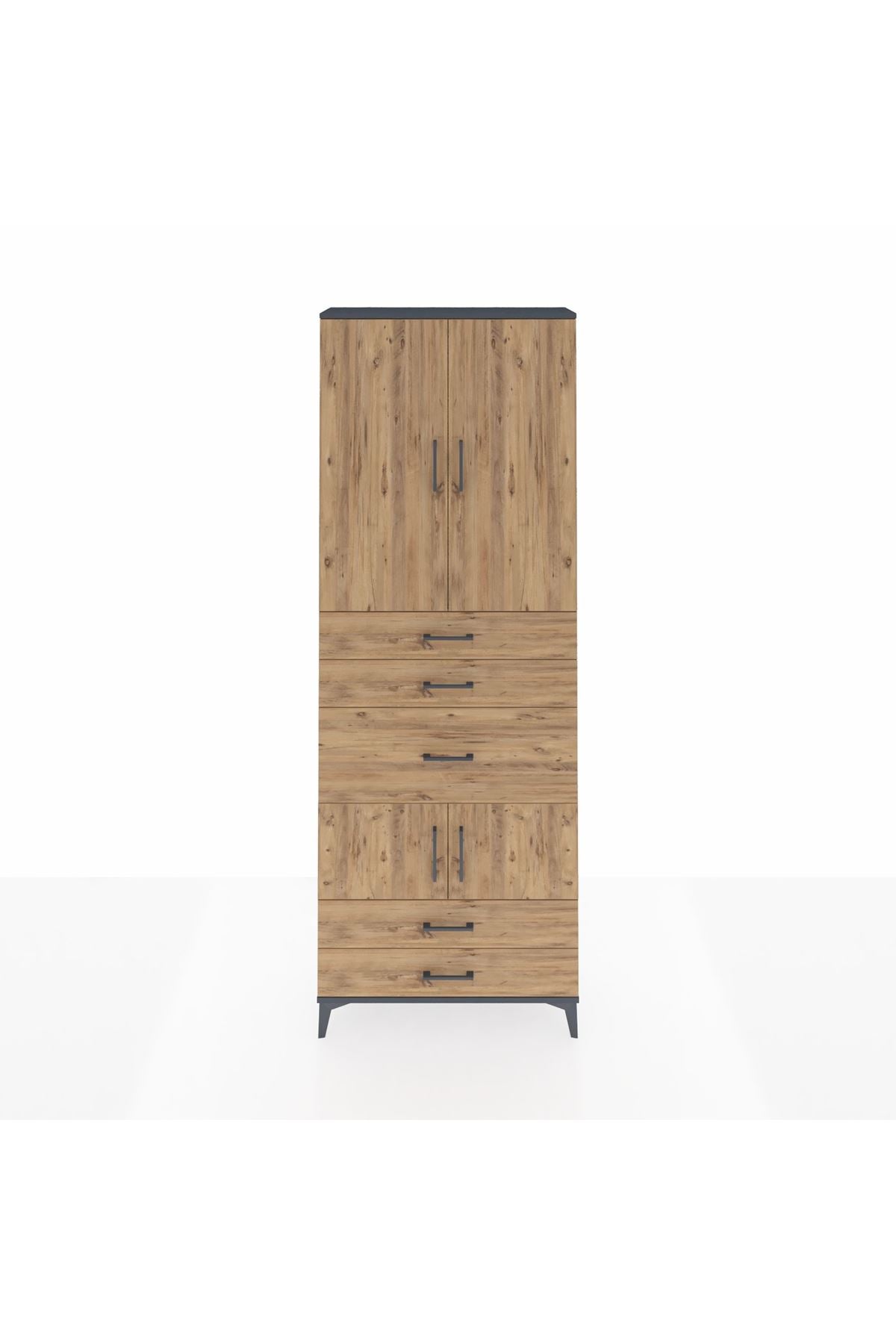 Arges Dolap 4 Raflı 5 Çekmeceli 4 Kapaklı 88x30x243 - S33M101V6A