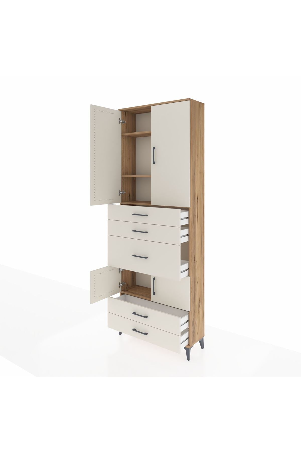 Arges Dolap 4 Raflı 5 Çekmeceli 4 Kapaklı 88x30x243 - S33M101V7A
