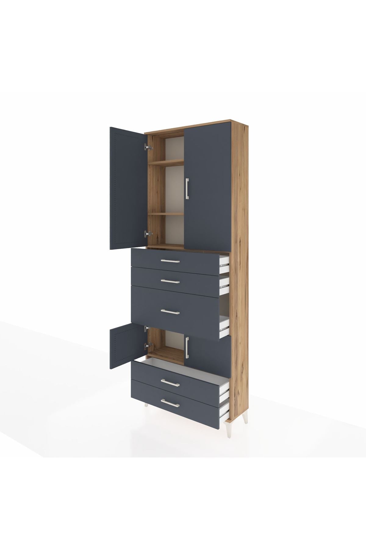 Arges Dolap 4 Raflı 5 Çekmeceli 4 Kapaklı 88x30x243 - S33M101V8A