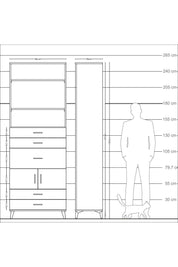 Arges Dolap 4 Raflı 5 Çekmeceli 2 Kapaklı 88x30x243 - S33M102V2A