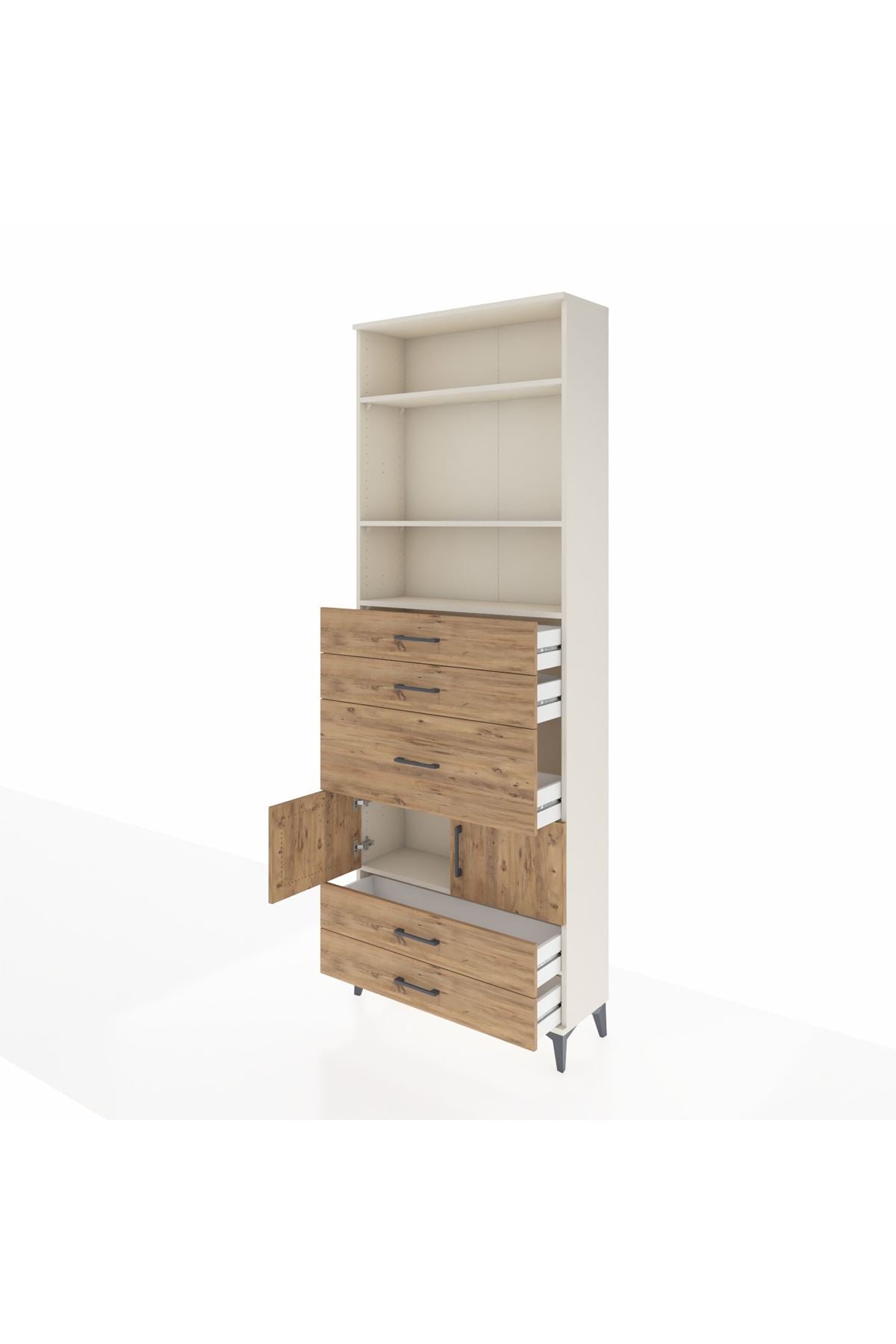 Arges Dolap 4 Raflı 5 Çekmeceli 2 Kapaklı 88x30x243 - S33M102V3A