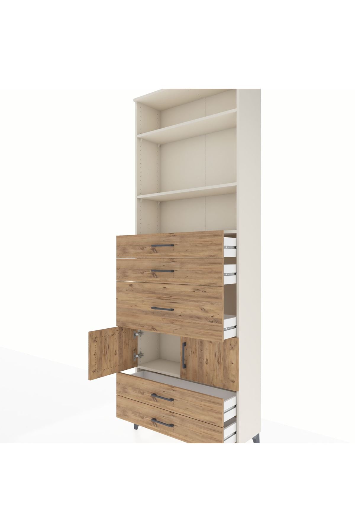 Arges Dolap 4 Raflı 5 Çekmeceli 2 Kapaklı 88x30x243 - S33M102V3A