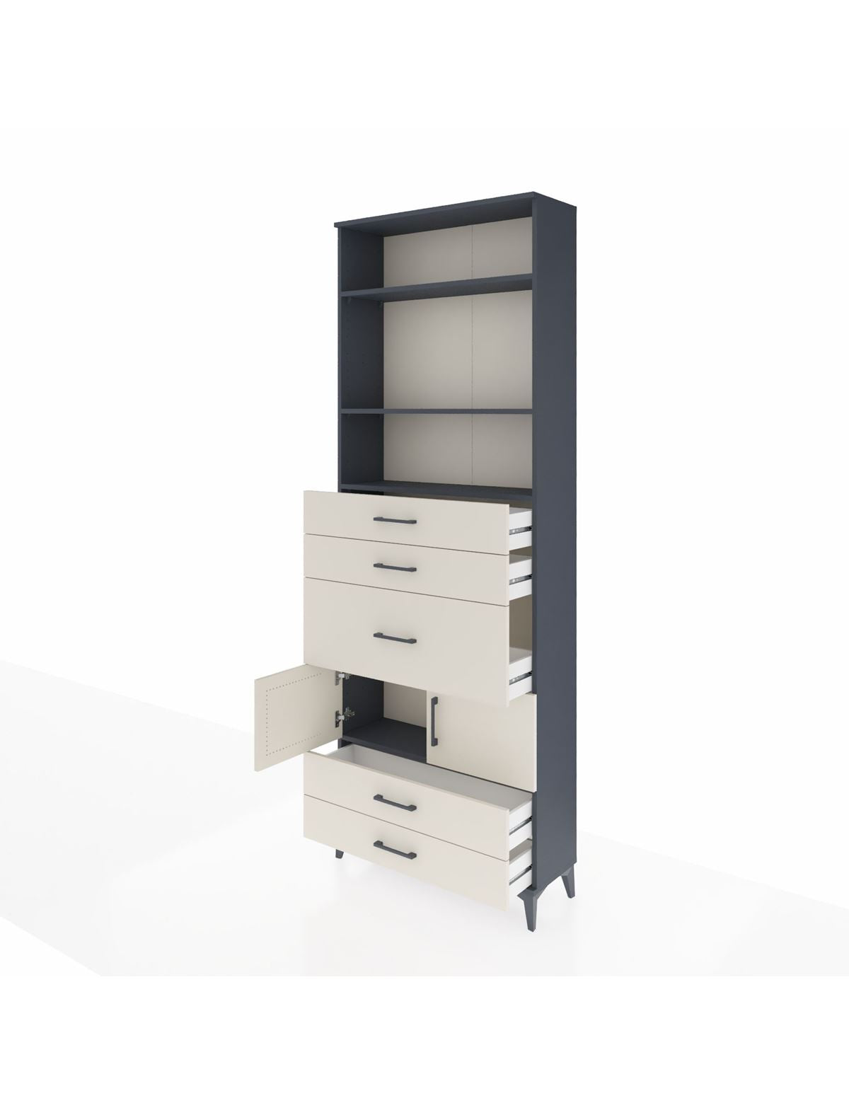 Arges Dolap 4 Raflı 5 Çekmeceli 2 Kapaklı 88x30x243 - S33M102V4A