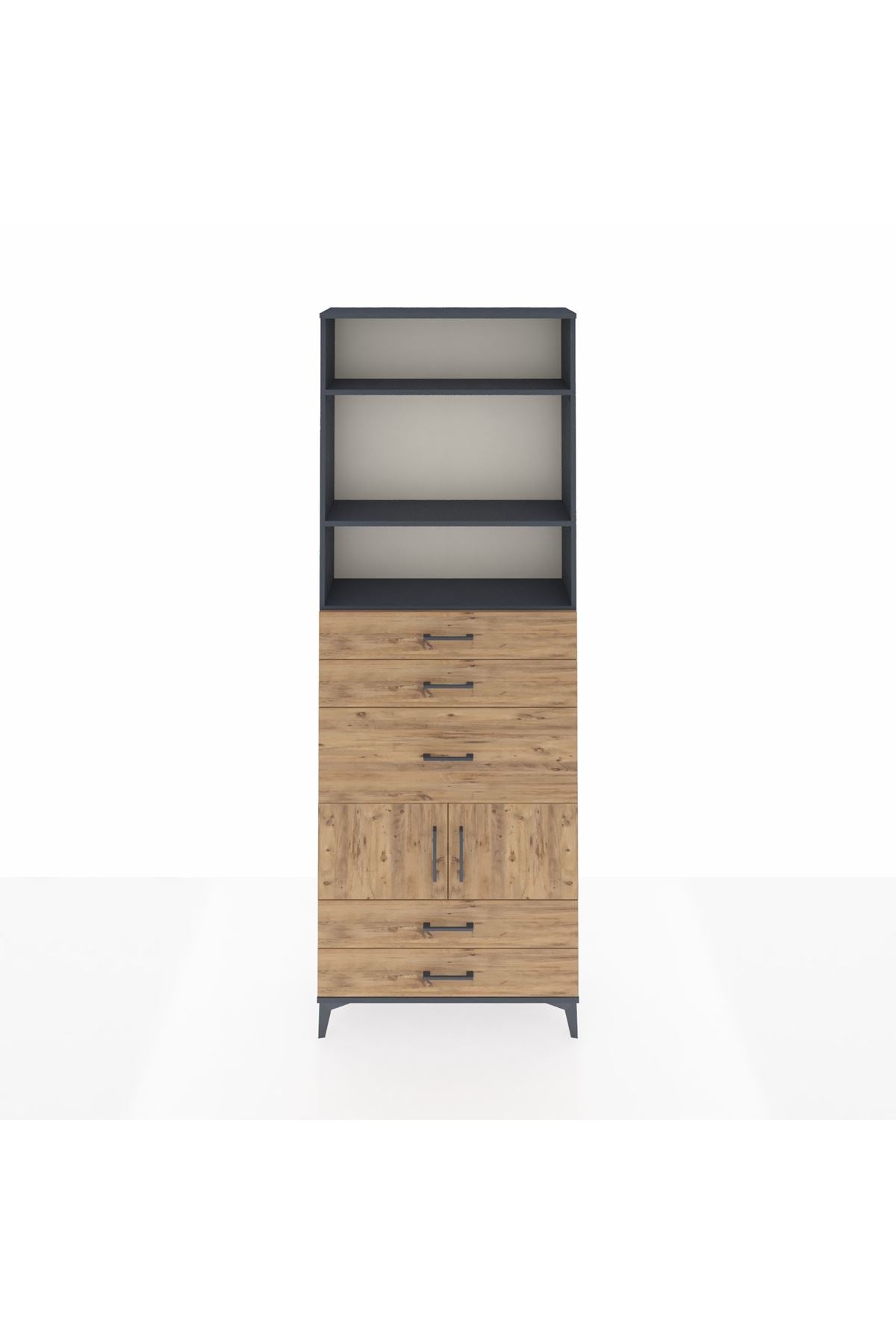 Arges Dolap 4 Raflı 5 Çekmeceli 2 Kapaklı 88x30x243 - S33M102V6A