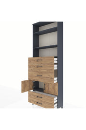 Arges Dolap 4 Raflı 5 Çekmeceli 2 Kapaklı 88x30x243 - S33M102V6A