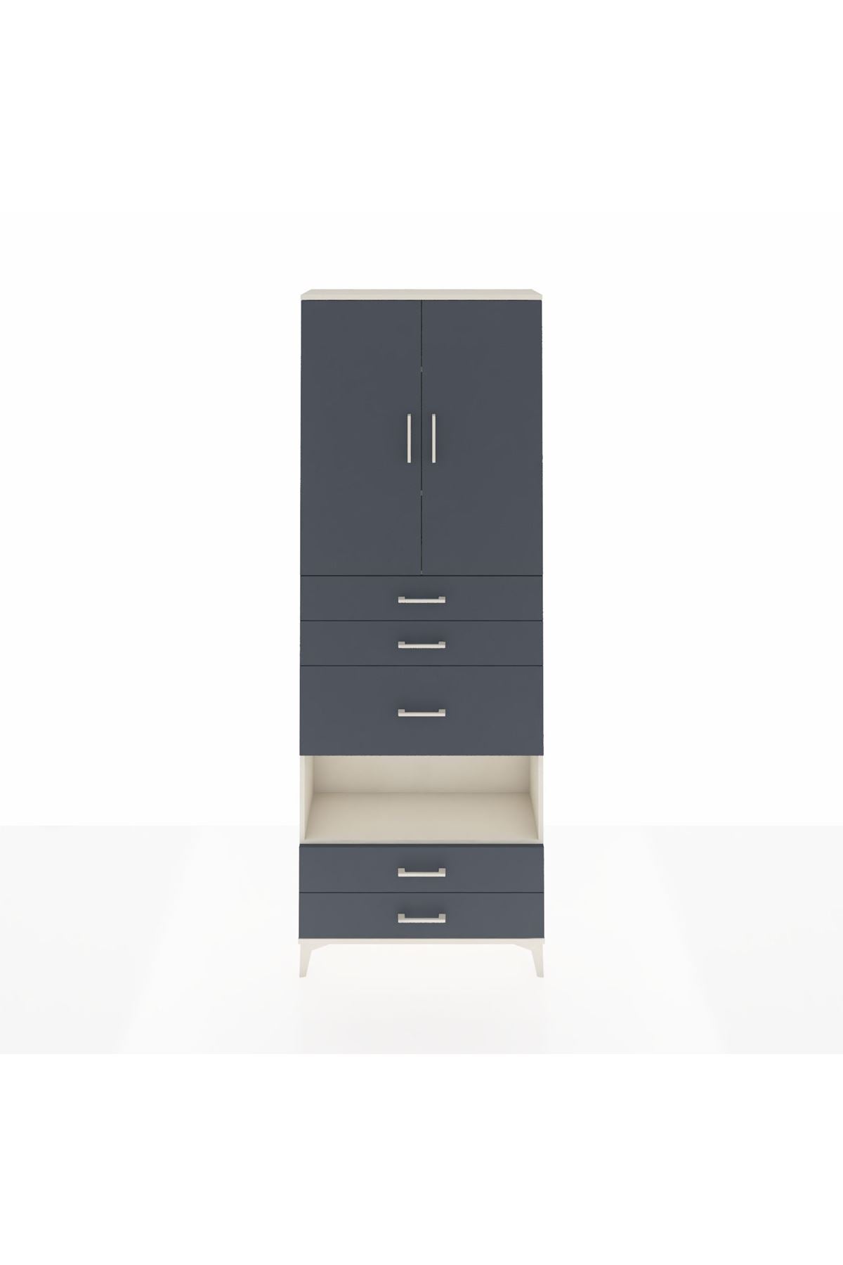 Arges Dolap 4 Raflı 5 Çekmeceli 2 Kapaklı 88x30x243 - S33M103V2A