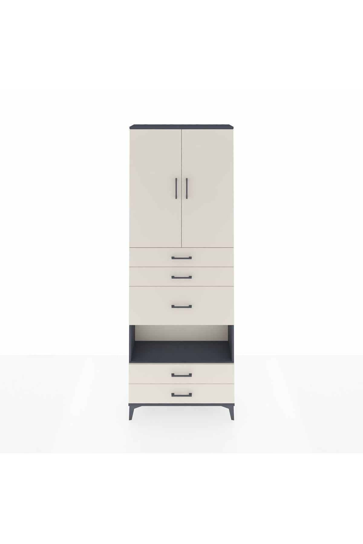 Arges Dolap 4 Raflı 5 Çekmeceli 2 Kapaklı 88x30x243 - S33M103V4A