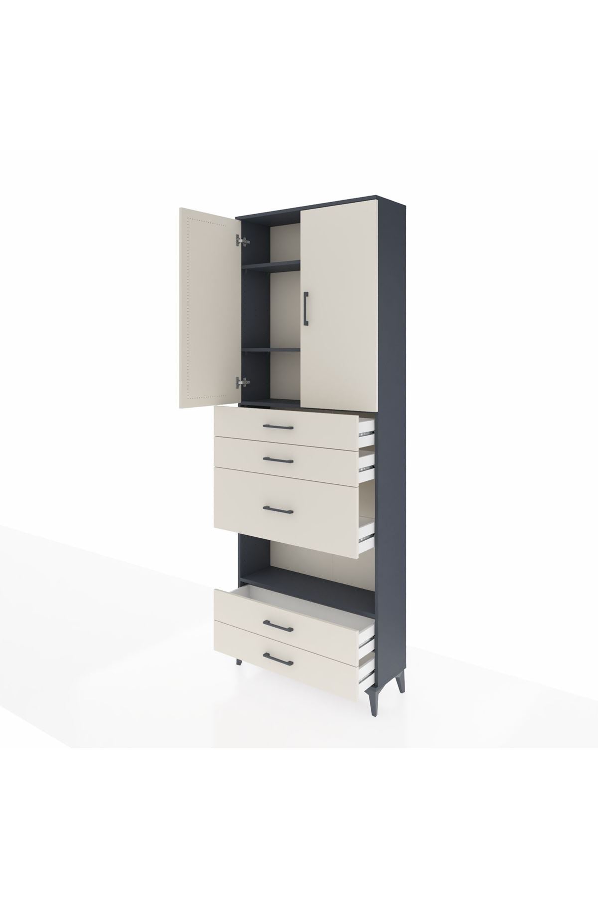 Arges Dolap 4 Raflı 5 Çekmeceli 2 Kapaklı 88x30x243 - S33M103V4A