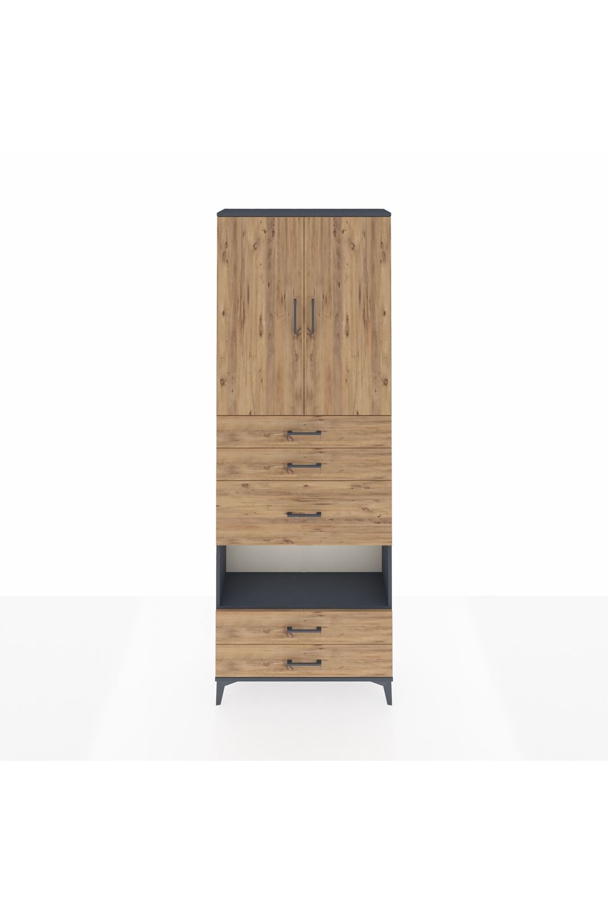 Arges Dolap 4 Raflı 5 Çekmeceli 2 Kapaklı 88x30x243 - S33M103V6A