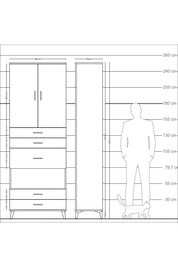 Arges Dolap 4 Raflı 5 Çekmeceli 2 Kapaklı 88x30x243 - S33M103V5A