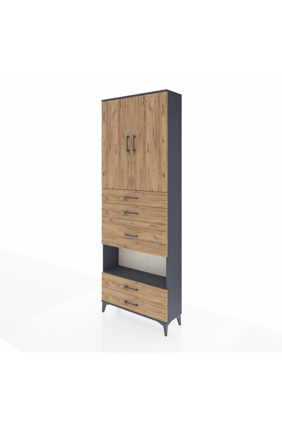 Arges Dolap 4 Raflı 5 Çekmeceli 2 Kapaklı 88x30x243 - S33M103V6A