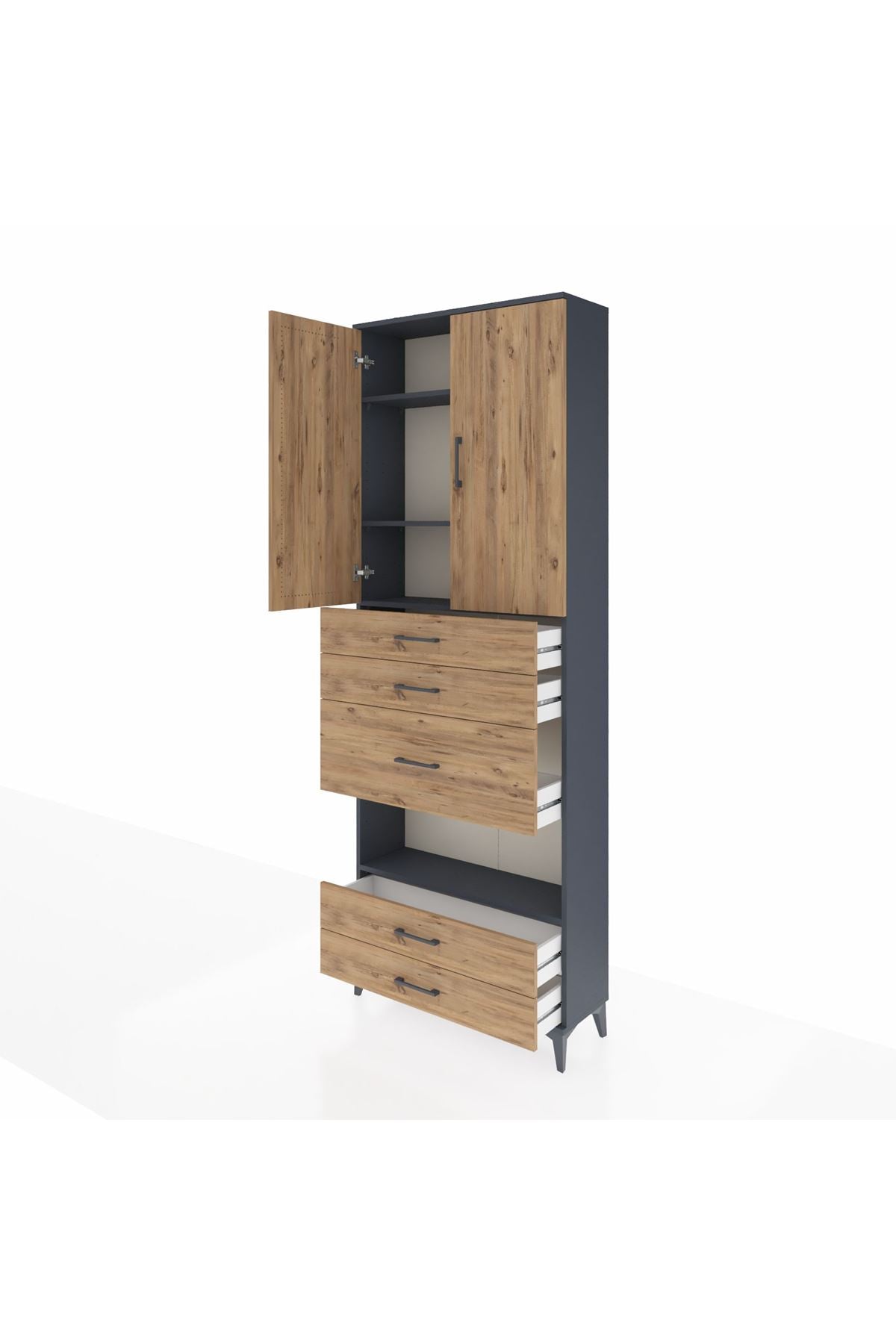Arges Dolap 4 Raflı 5 Çekmeceli 2 Kapaklı 88x30x243 - S33M103V6A