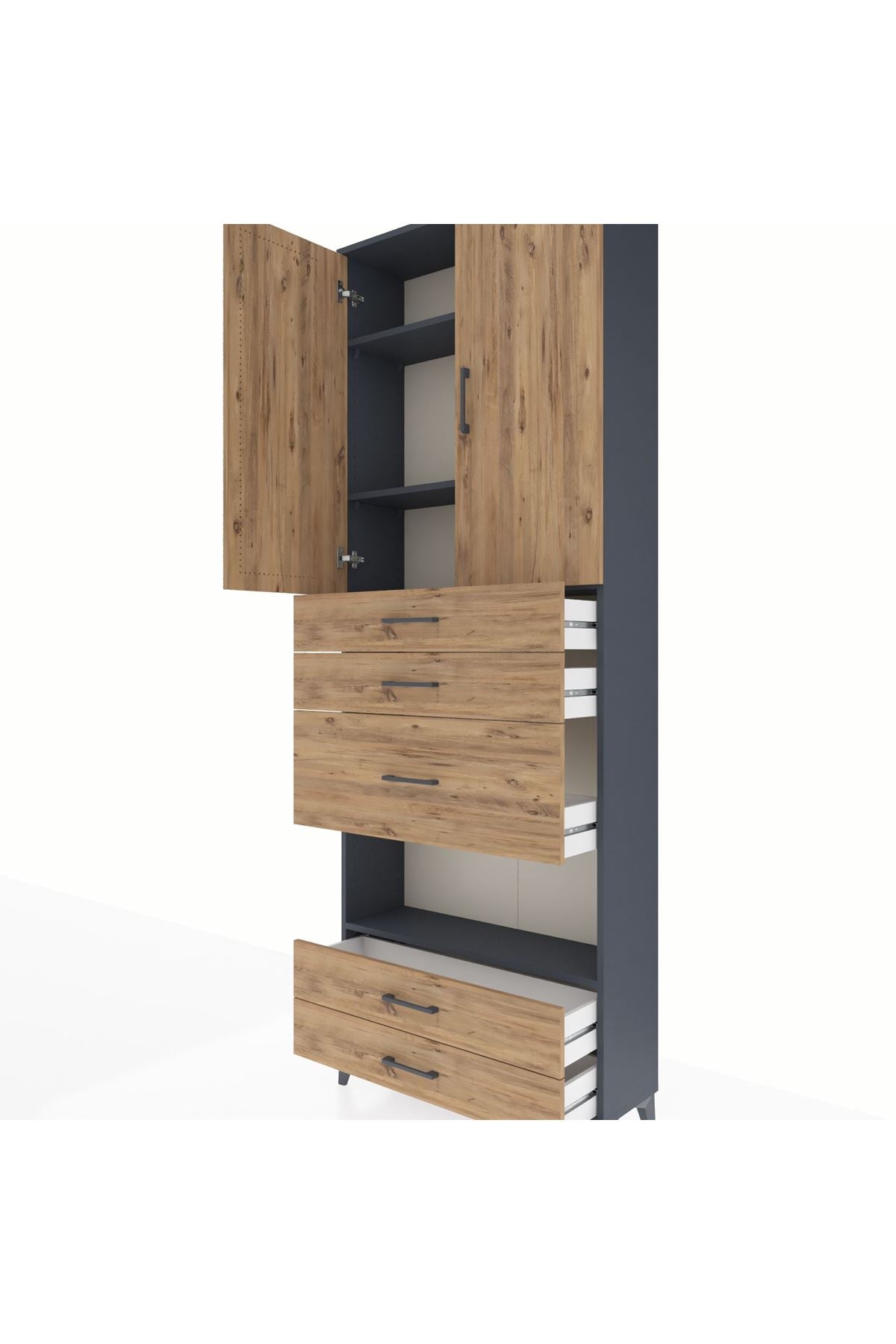 Arges Dolap 4 Raflı 5 Çekmeceli 2 Kapaklı 88x30x243 - S33M103V6A