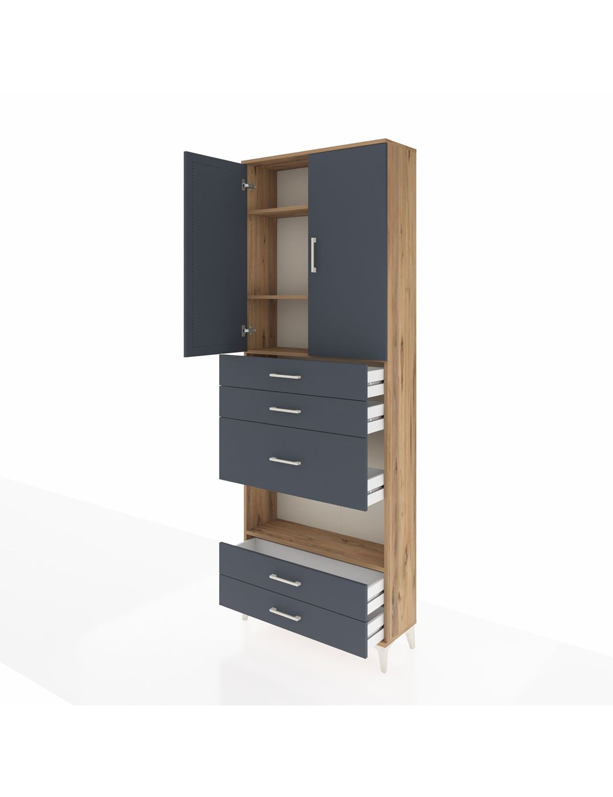 Arges Dolap 4 Raflı 5 Çekmeceli 2 Kapaklı 88x30x243 - S33M103V8A