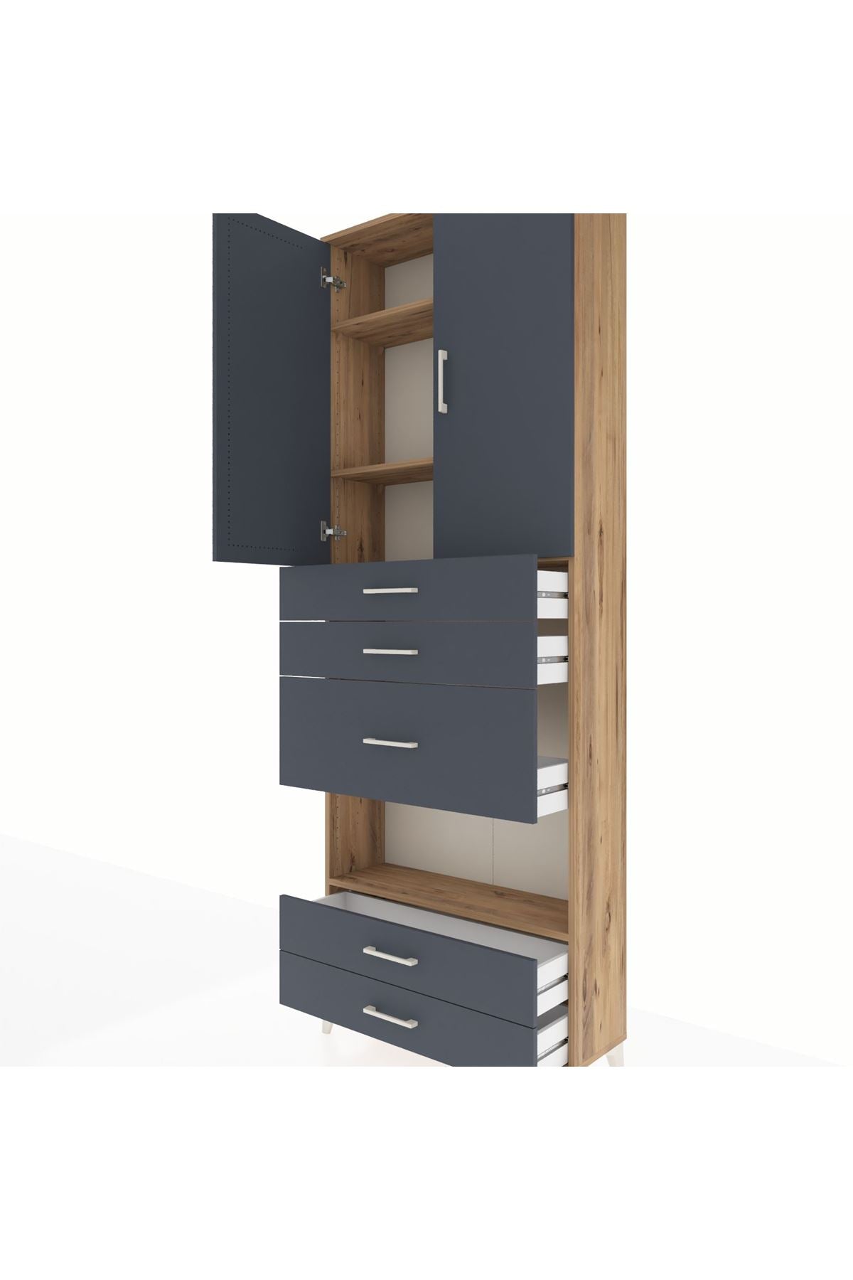 Arges Dolap 4 Raflı 5 Çekmeceli 2 Kapaklı 88x30x243 - S33M103V8A
