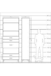 Arges Dolap 4 Raflı 5 Çekmeceli 88x30x243 - S33M104V2A