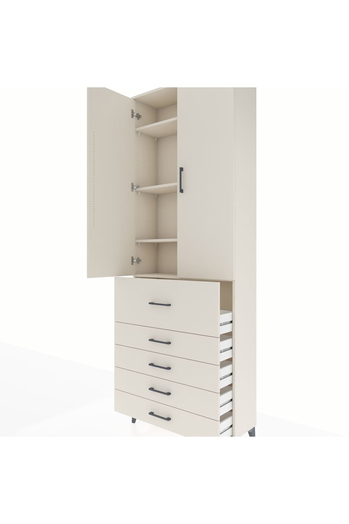 Arges Dolap 4 Raflı 5 Çekmeceli 2 Kapaklı 88x30x243 - S33M105V1A