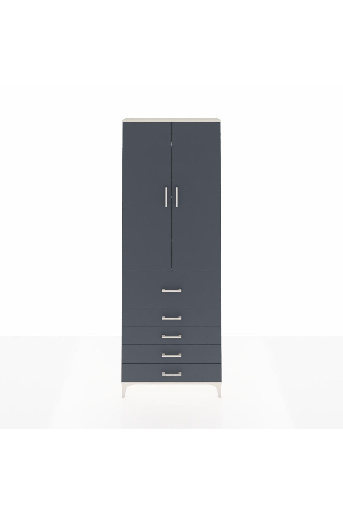Arges Dolap 4 Raflı 5 Çekmeceli 2 Kapaklı 88x30x243 - S33M105V2A