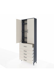 Arges Dolap 4 Raflı 5 Çekmeceli 2 Kapaklı 88x30x243 - S33M105V4A