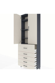 Arges Dolap 4 Raflı 5 Çekmeceli 2 Kapaklı 88x30x243 - S33M105V4A