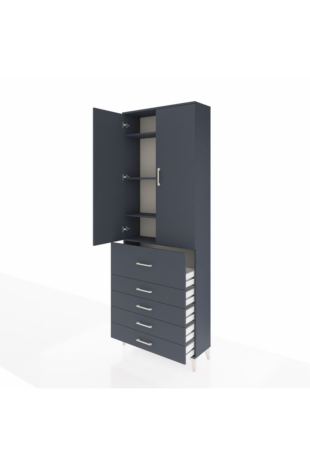 Arges Dolap 4 Raflı 5 Çekmeceli 2 Kapaklı 88x30x243 - S33M105V5A