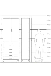 Arges Dolap 4 Raflı 5 Çekmeceli 2 Kapaklı 88x30x243 - S33M105V5A