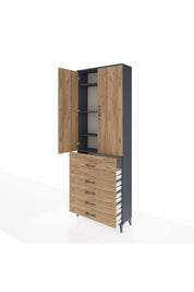 Arges Dolap 4 Raflı 5 Çekmeceli 2 Kapaklı 88x30x243 - S33M105V6A