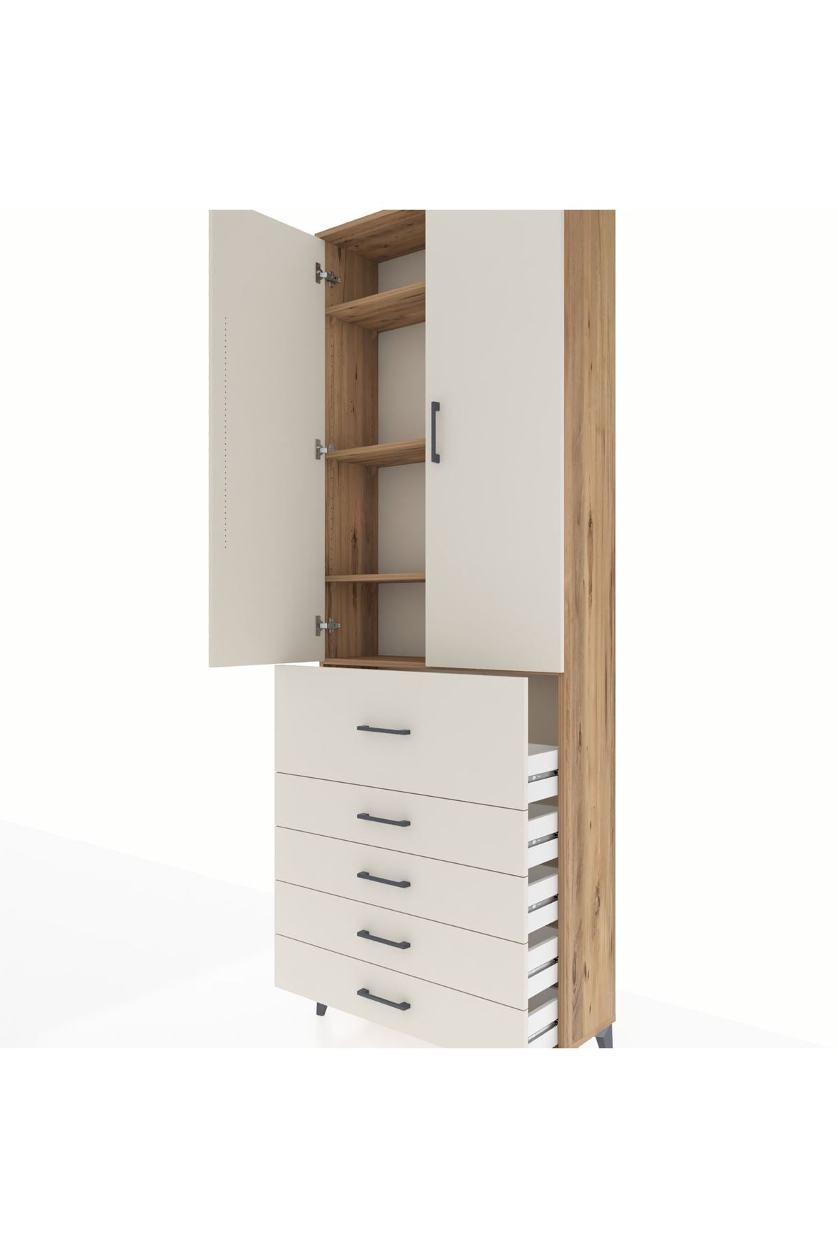 Arges Dolap 4 Raflı 5 Çekmeceli 2 Kapaklı 88x30x243 - S33M105V7A