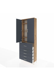 Arges Dolap 4 Raflı 5 Çekmeceli 2 Kapaklı 88x30x243 - S33M105V8A