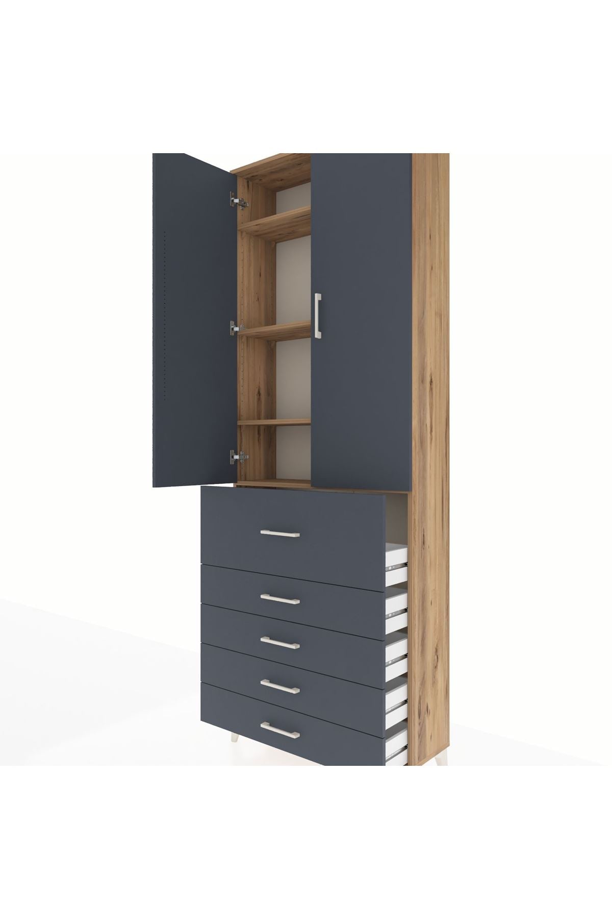 Arges Dolap 4 Raflı 5 Çekmeceli 2 Kapaklı 88x30x243 - S33M105V8A
