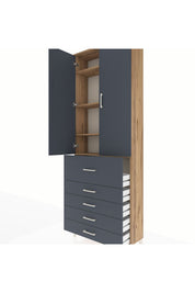 Arges Dolap 4 Raflı 5 Çekmeceli 2 Kapaklı 88x30x243 - S33M105V8A