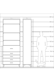 Arges Dolap 4 Raflı 5 Çekmeceli 88x30x243 - S33M106V1A