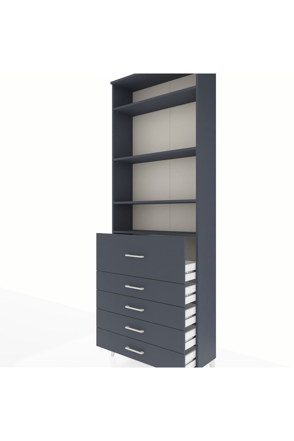 Arges Dolap 4 Raflı 5 Çekmeceli 88x30x243 - S33M106V5A