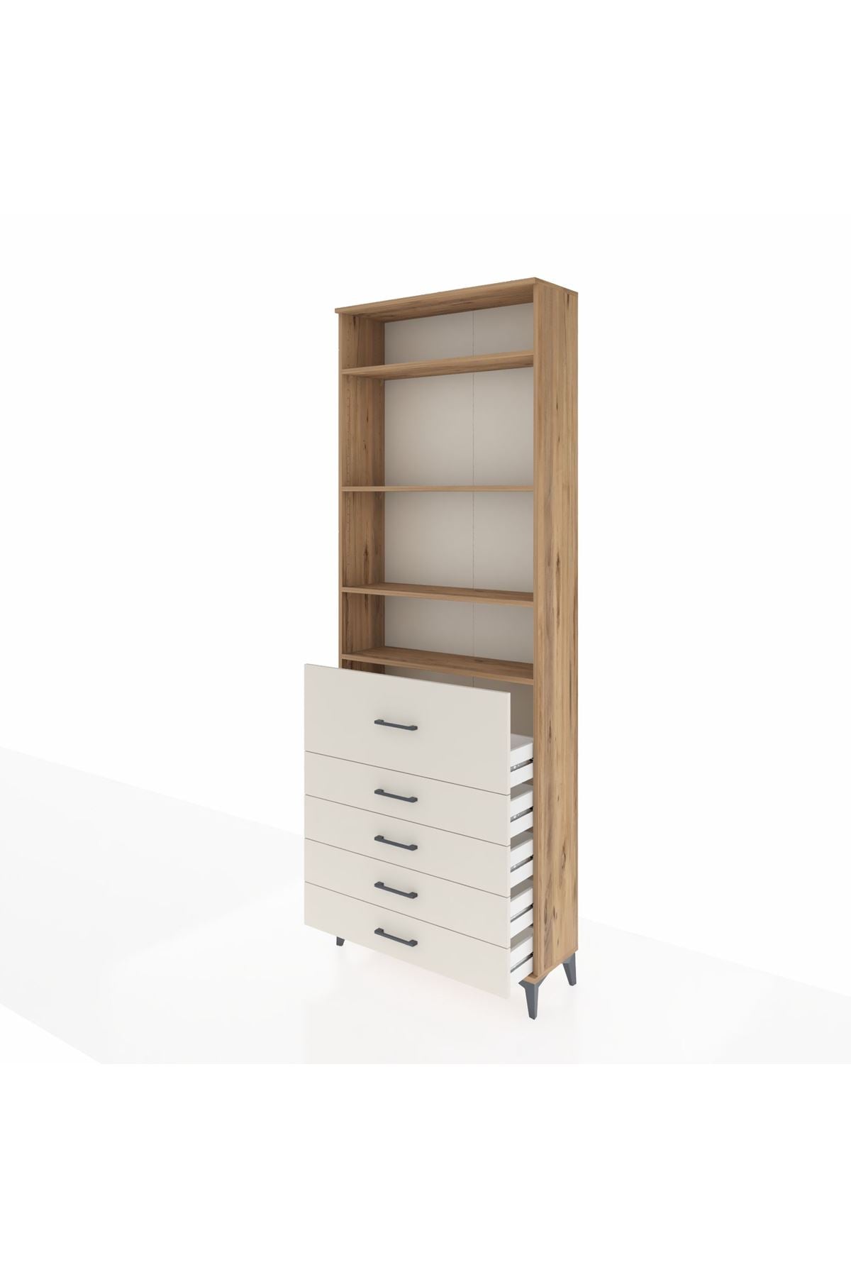 Arges Dolap 4 Raflı 5 Çekmeceli 88x30x243 - S33M106V7A