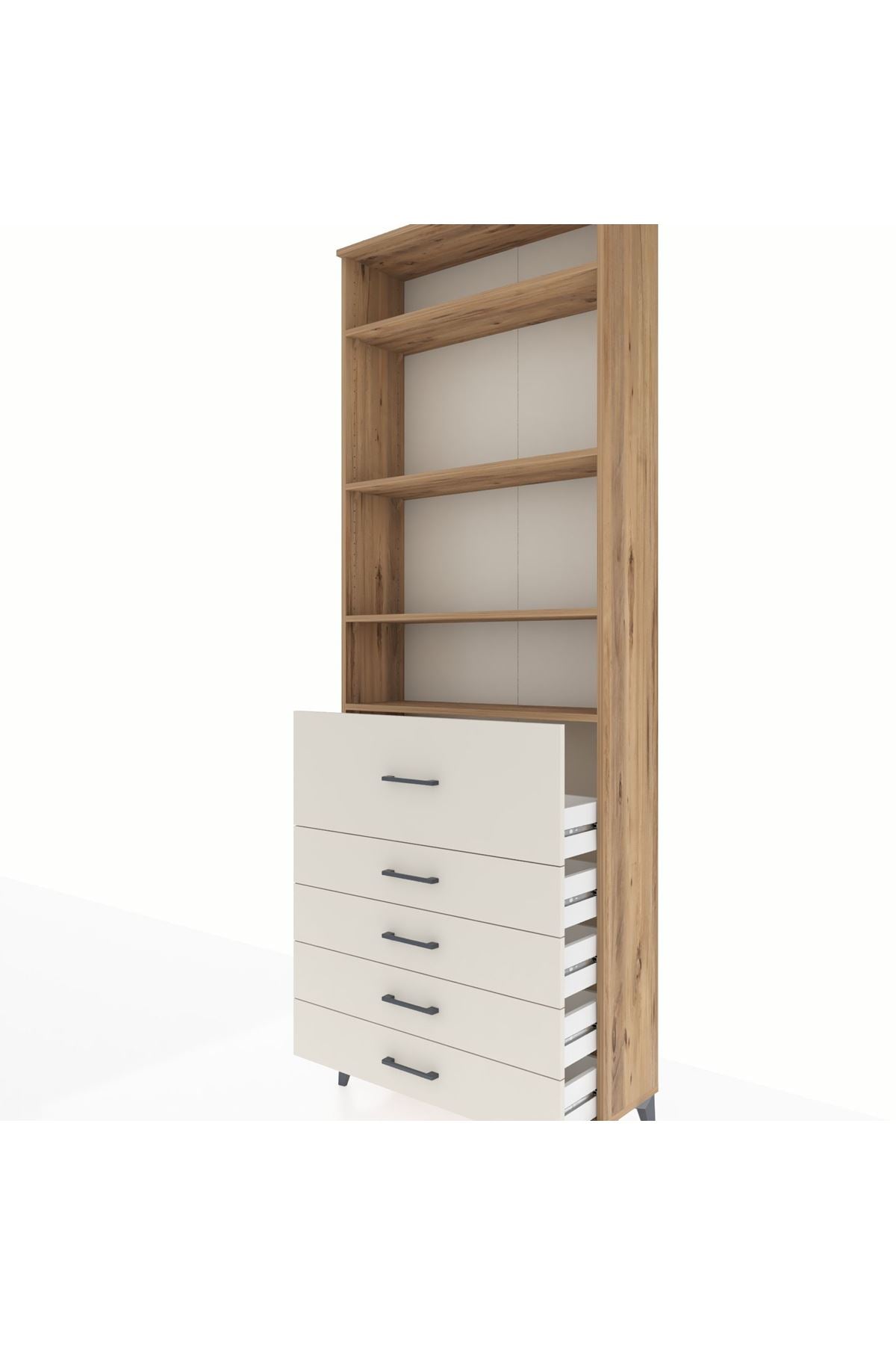 Arges Dolap 4 Raflı 5 Çekmeceli 88x30x243 - S33M106V7A