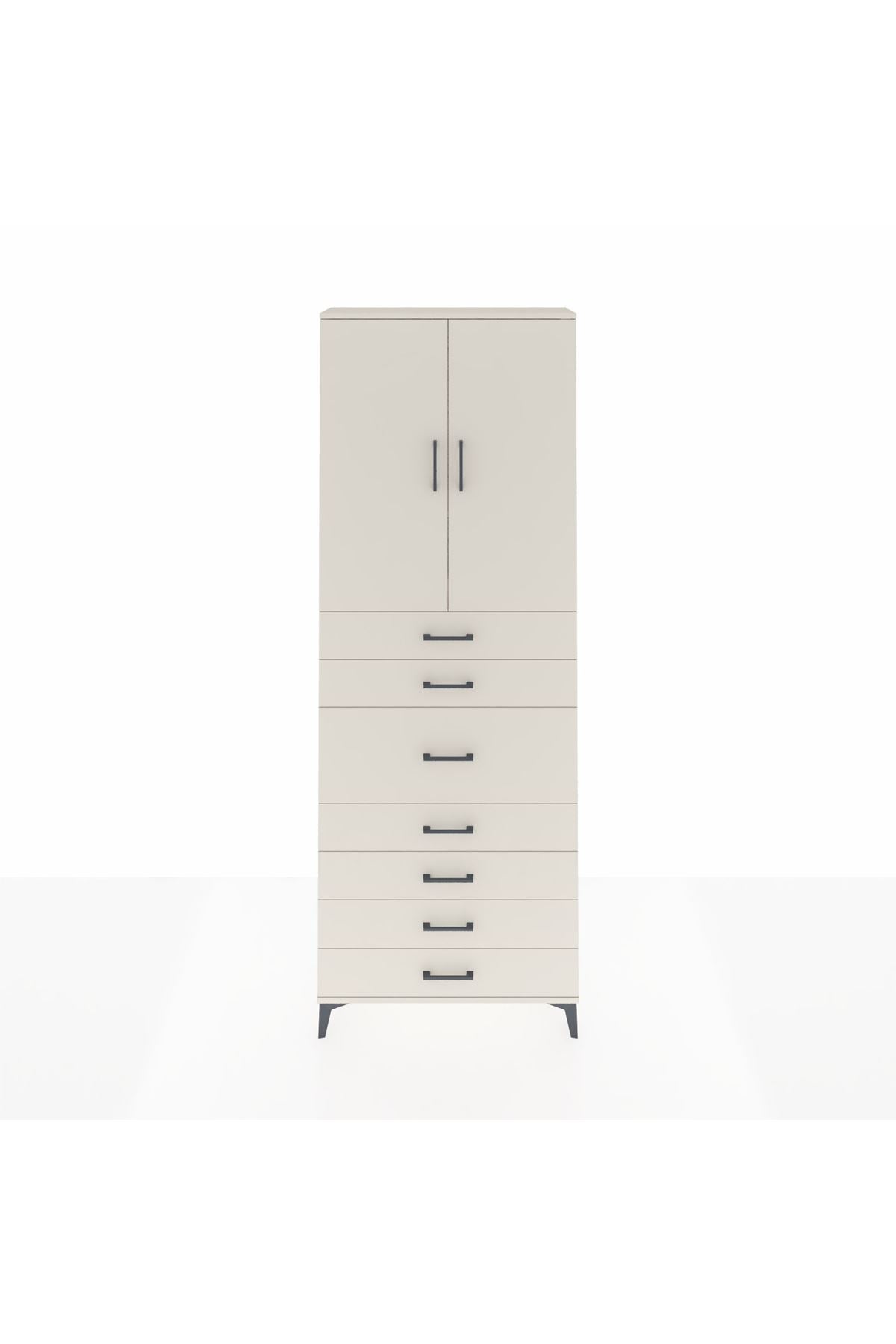 Arges Dolap 3 Raflı 7 Çekmeceli 2 Kapaklı 88x30x243 - S33M107V1A