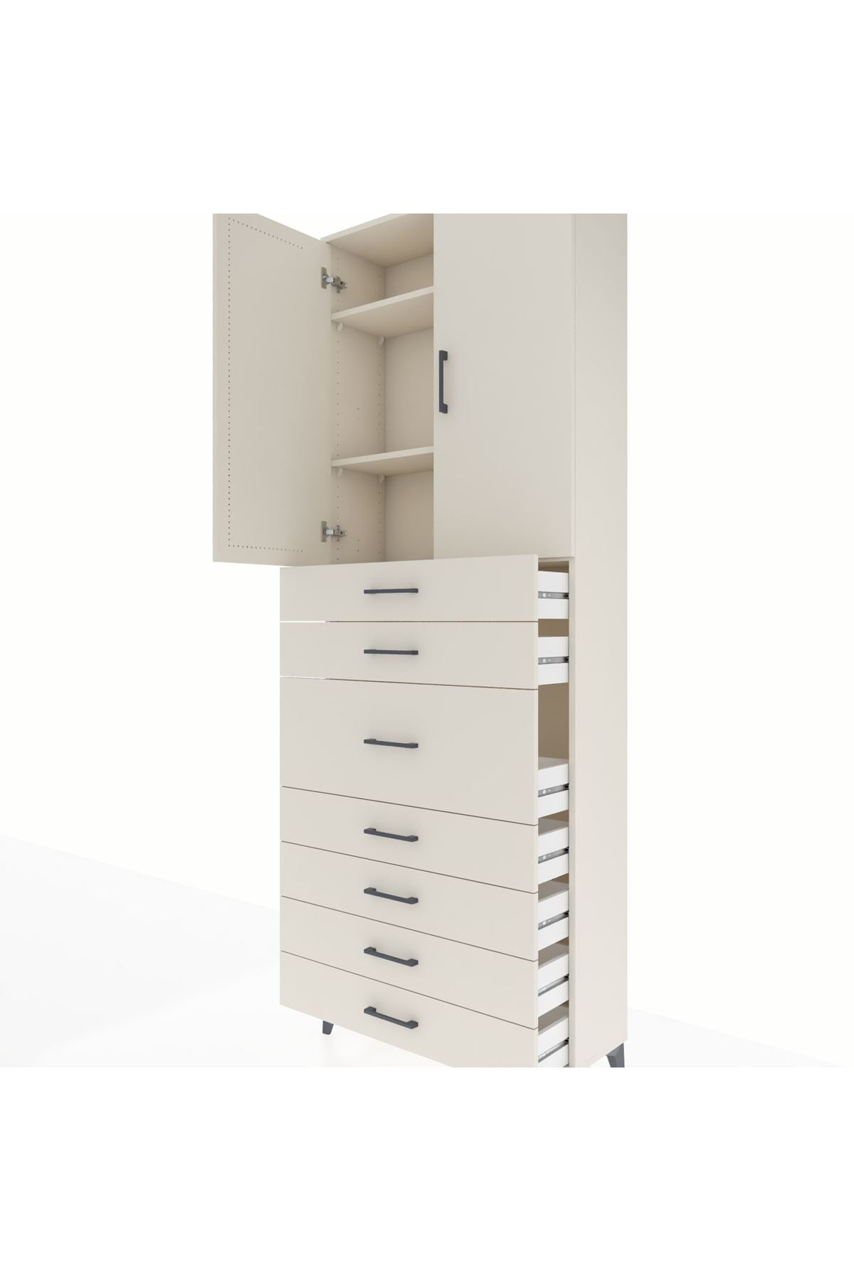 Arges Dolap 3 Raflı 7 Çekmeceli 2 Kapaklı 88x30x243 - S33M107V1A