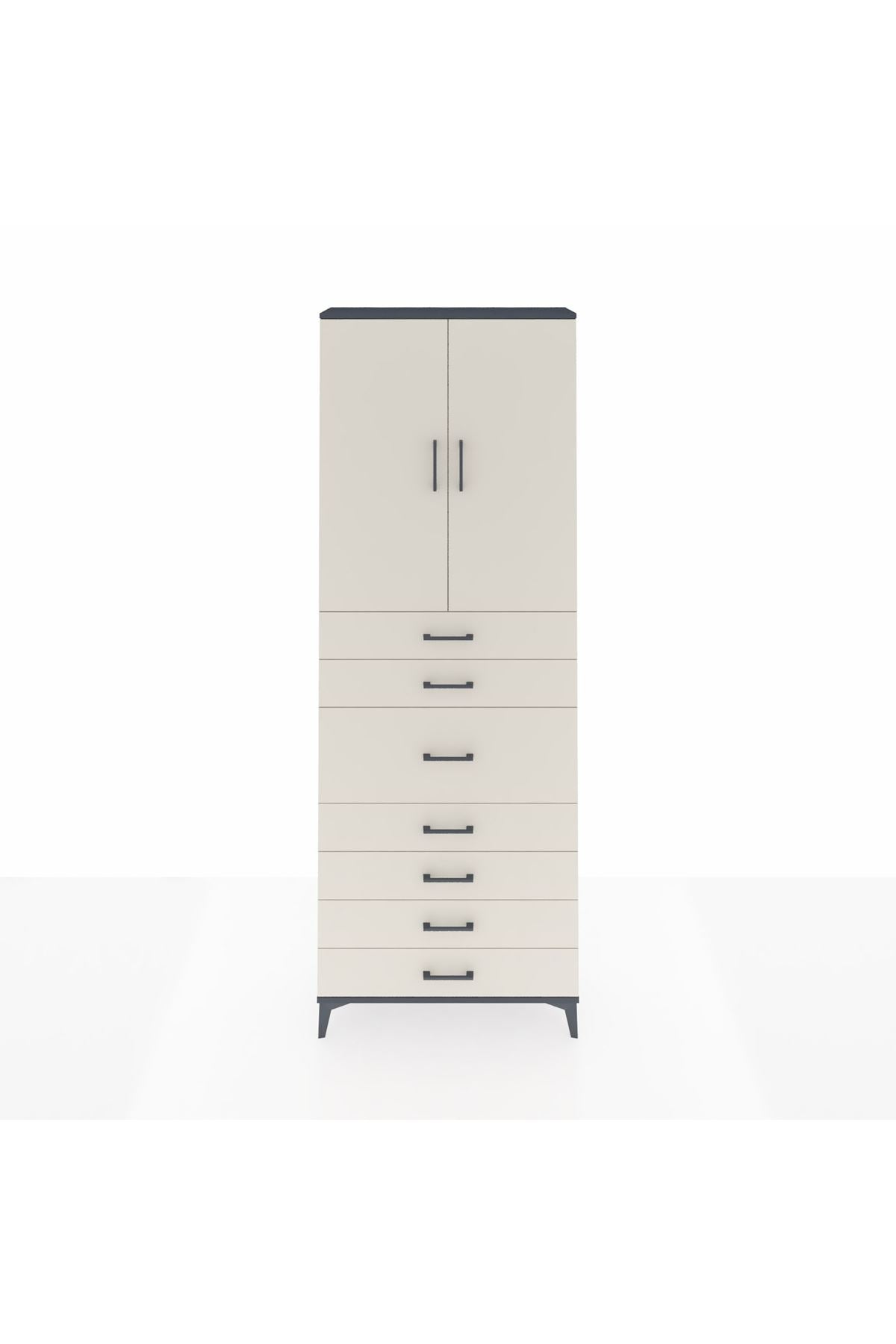 Arges Dolap 3 Raflı 7 Çekmeceli 2 Kapaklı 88x30x243 - S33M107V4A