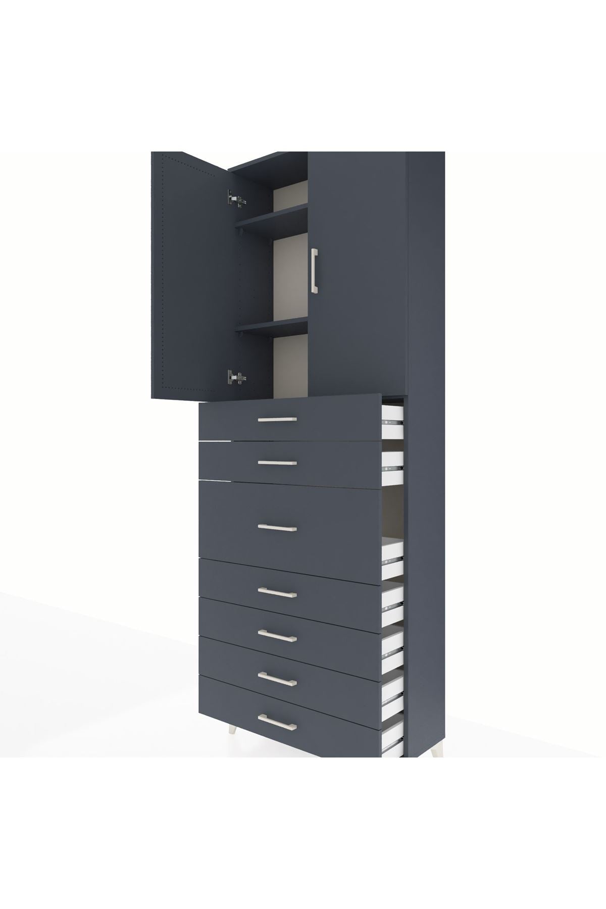 Arges Dolap 3 Raflı 7 Çekmeceli 2 Kapaklı 88x30x243 - S33M107V5A