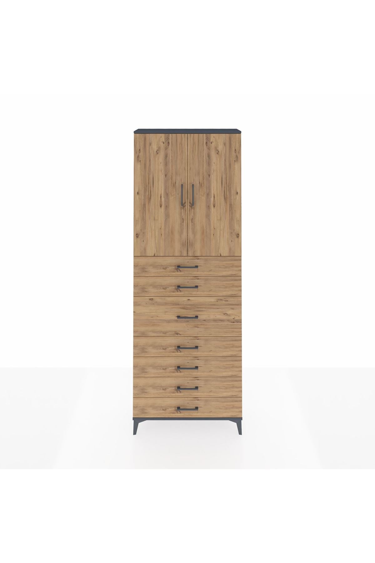 Arges Dolap 3 Raflı 7 Çekmeceli 2 Kapaklı 88x30x243 - S33M107V6A