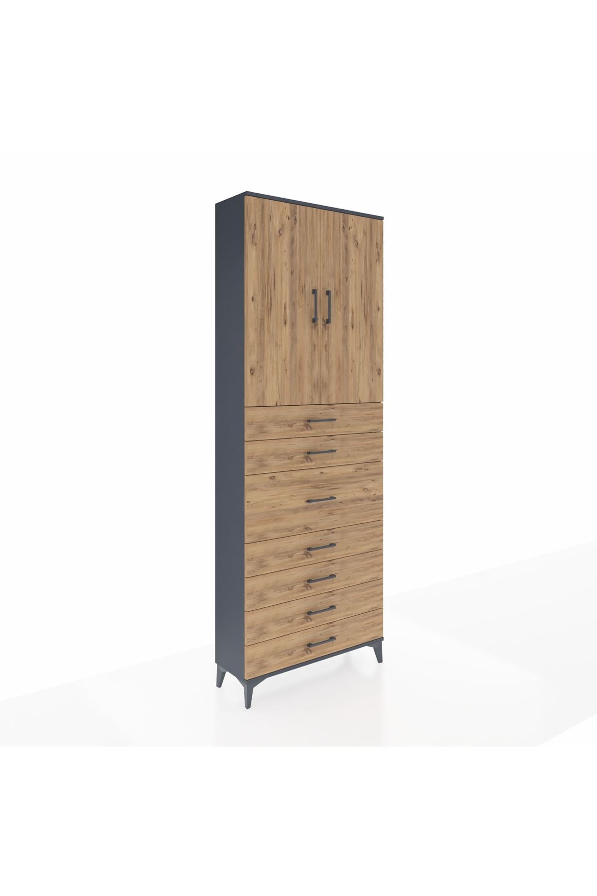 Arges Dolap 3 Raflı 7 Çekmeceli 2 Kapaklı 88x30x243 - S33M107V6A