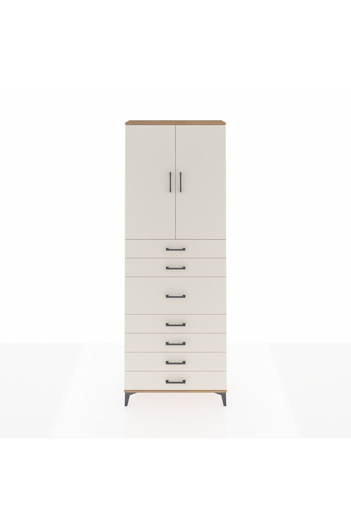 Arges Dolap 3 Raflı 7 Çekmeceli 2 Kapaklı 88x30x243 - S33M107V7A