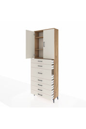 Arges Dolap 3 Raflı 7 Çekmeceli 2 Kapaklı 88x30x243 - S33M107V7A