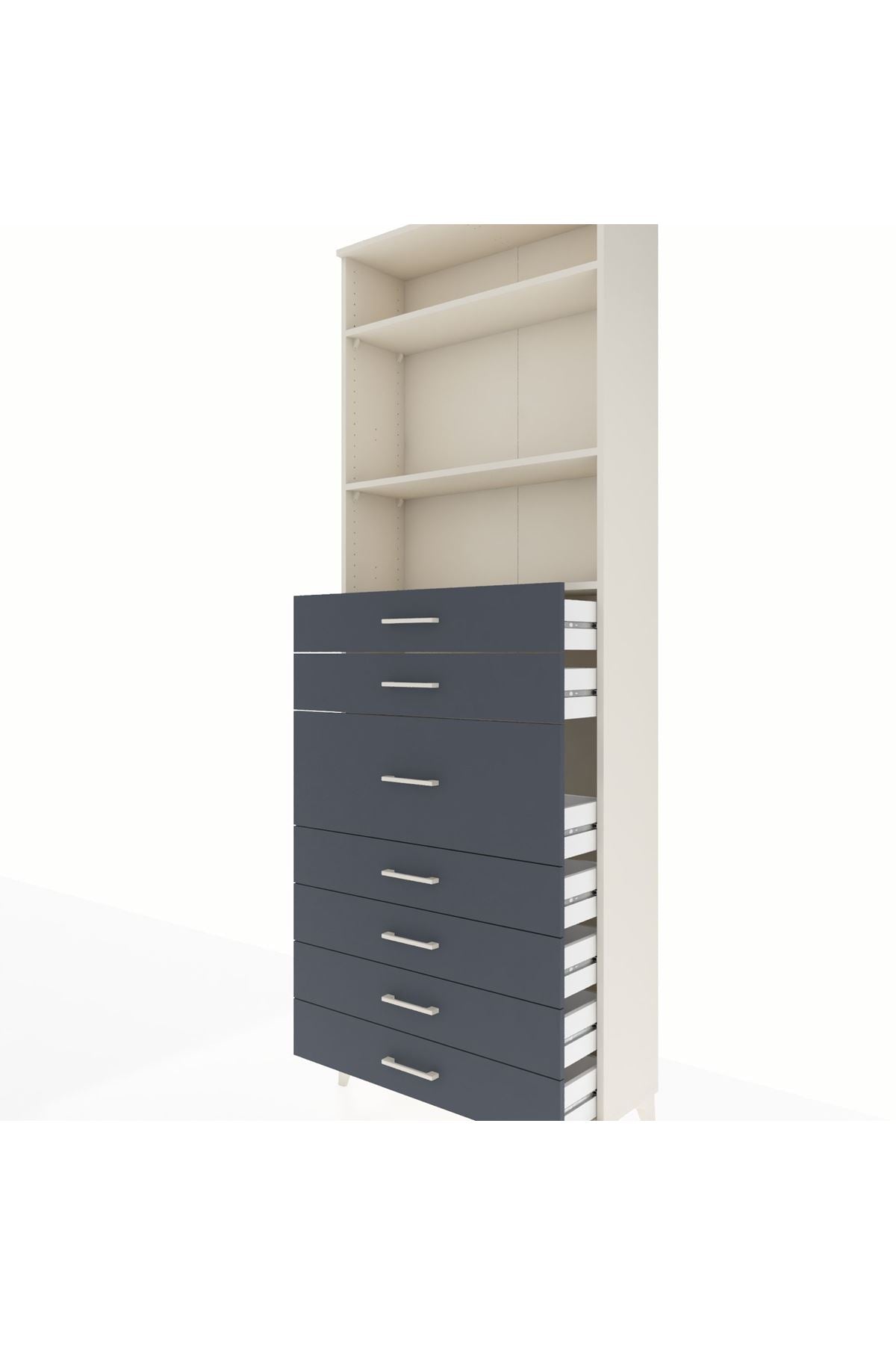 Arges Dolap 3 Raflı 7 Çekmeceli 88x30x243 - S33M108V2A