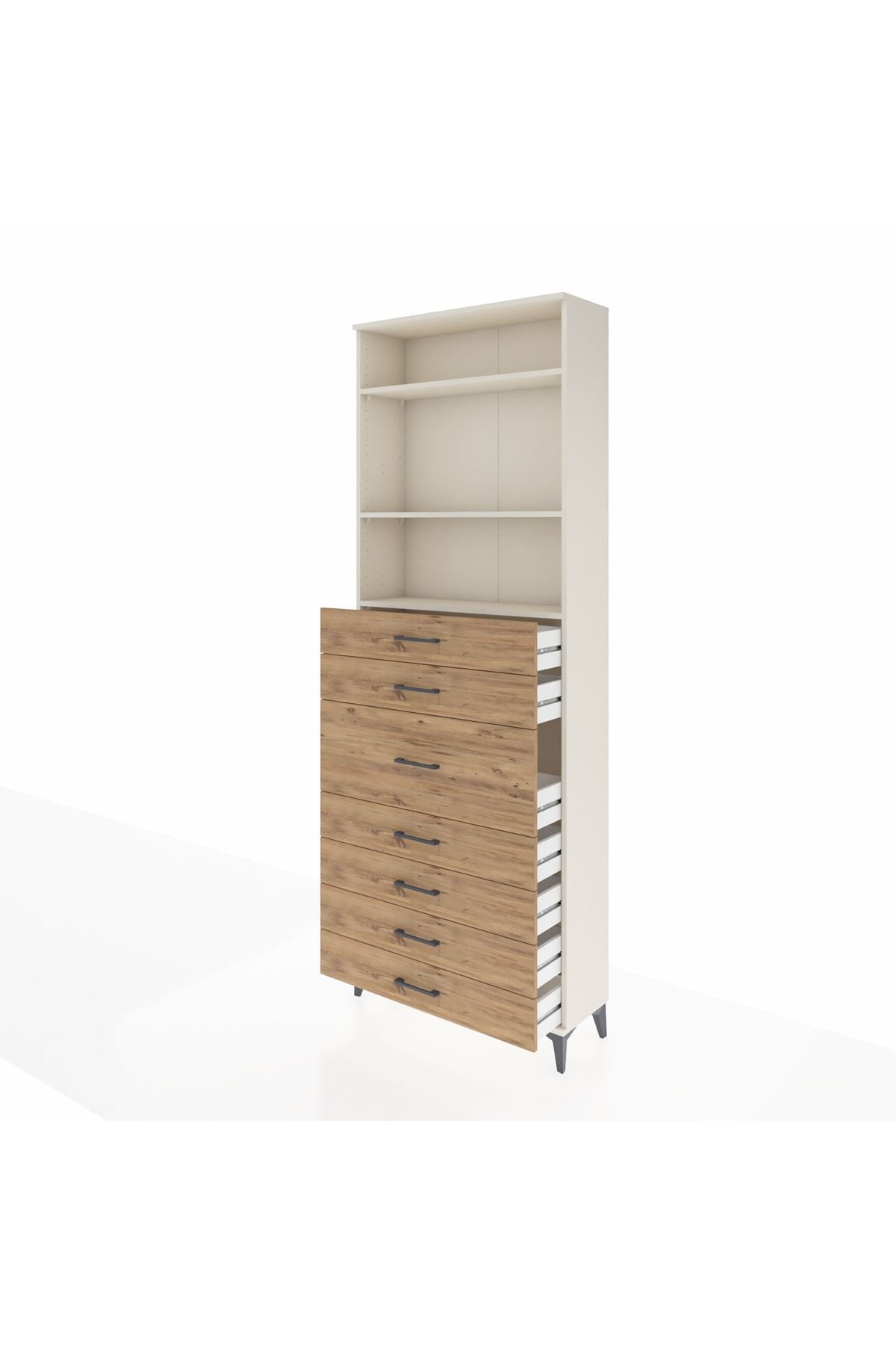 Arges Dolap 3 Raflı 7 Çekmeceli 88x30x243 - S33M108V3A